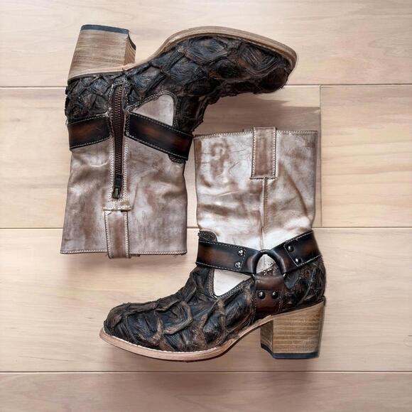 Freebird By Steven Darcy Boots Beige Piracuru Leather Womens Size 8 - Picture 2 of 8